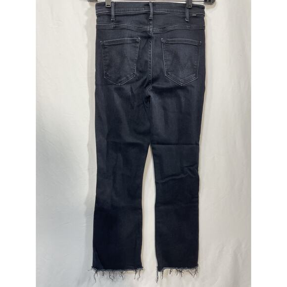 Mother 'The Hustler' Black Cotton Ankle Fray Denim Jean Size 28 - Picture 3 of 5